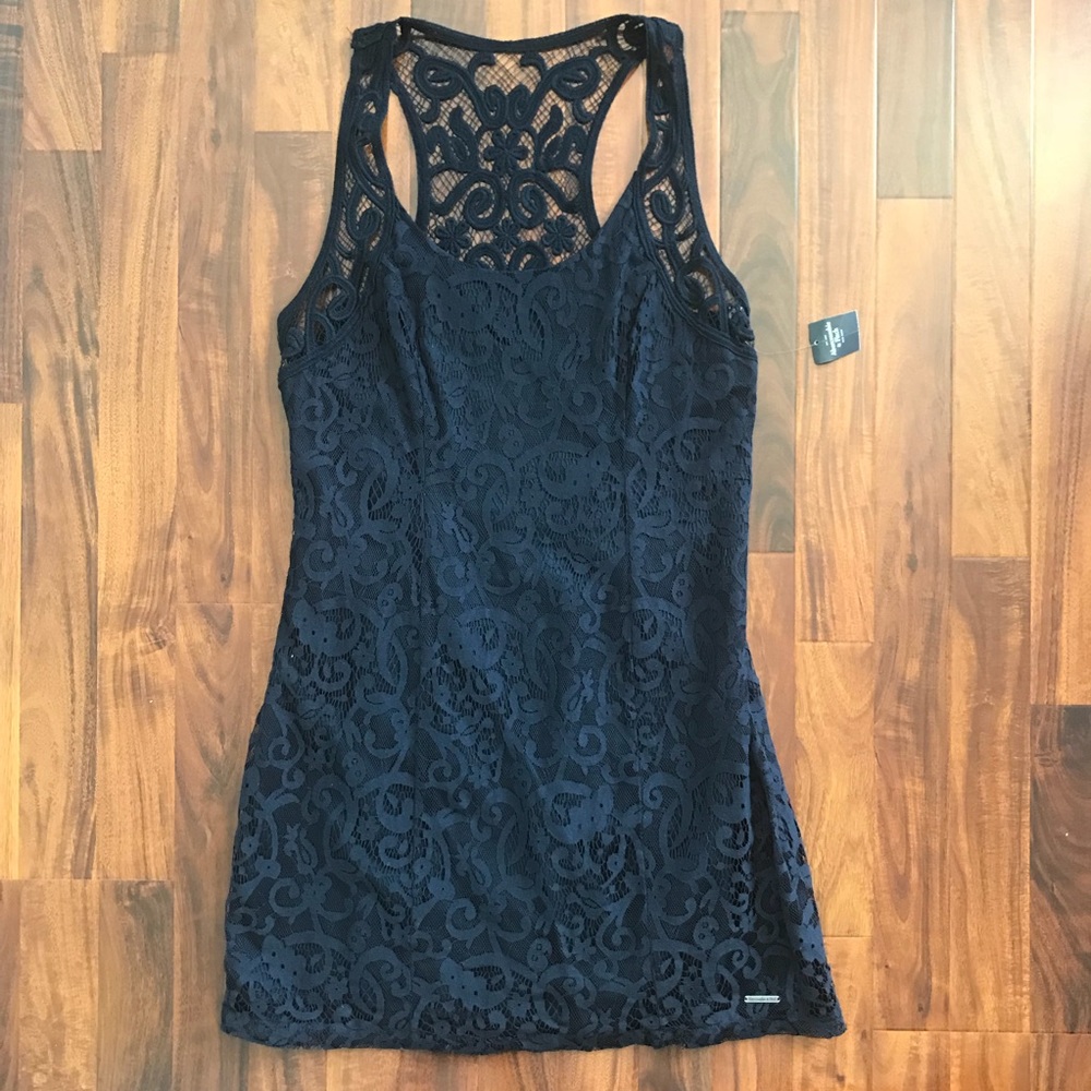 Abercrombie & Fitch Racerback Lace Navy Blue Dress